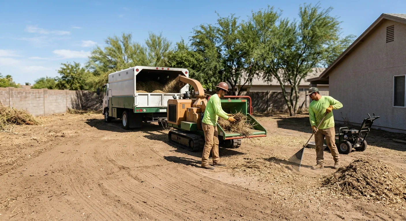 Cleared open yard after professional brush removal on a Tolleson property