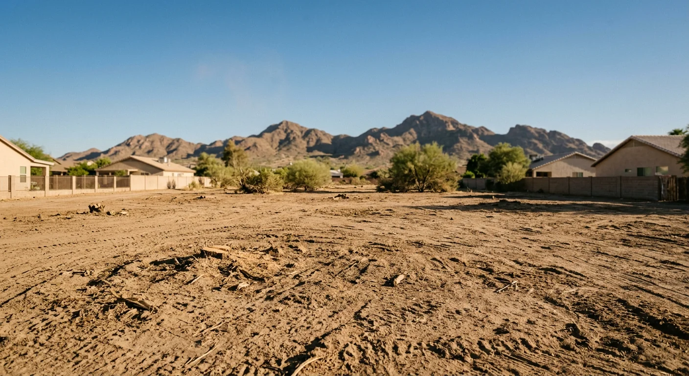 Cleared residential lot in Tolleson with graded soil ready for landscaping