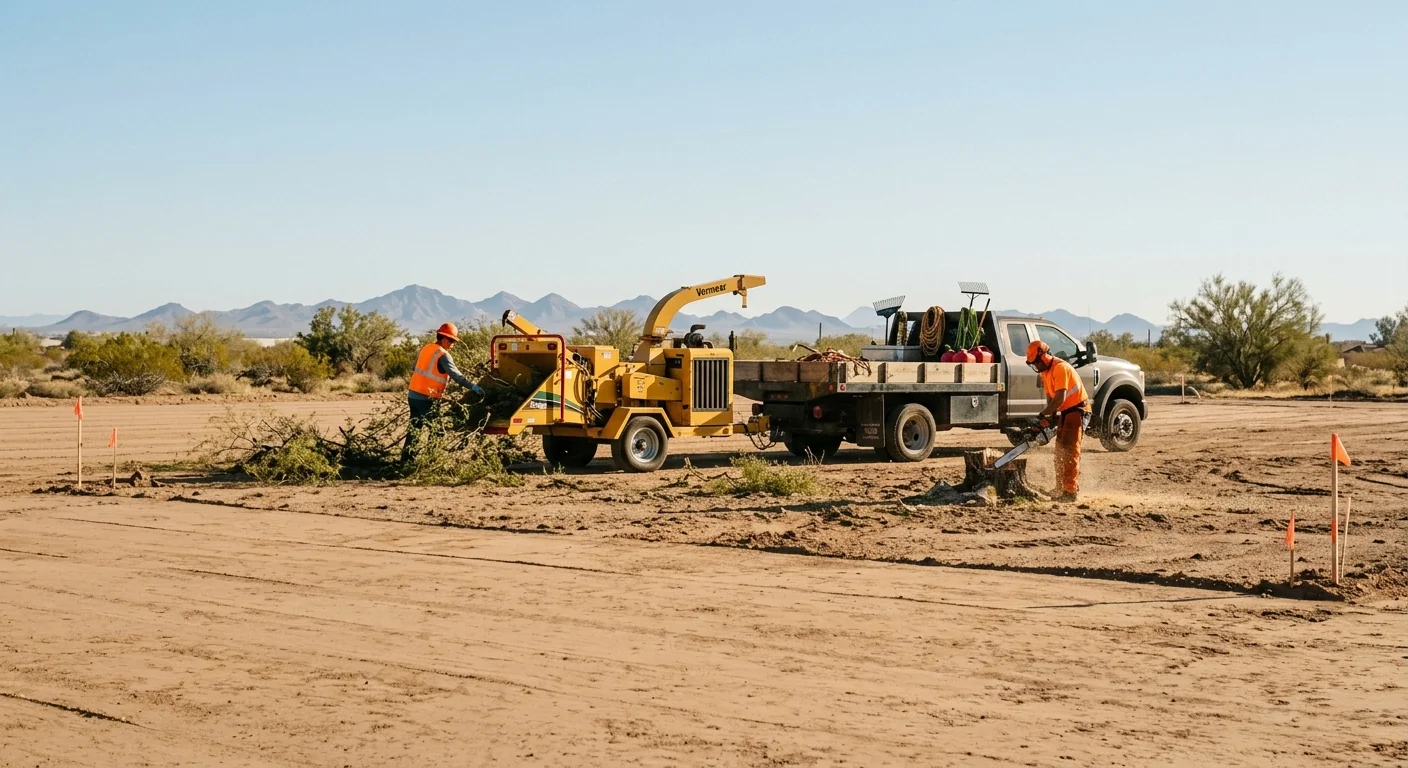 Wide finished view of leveled commercial parcel prepped for construction