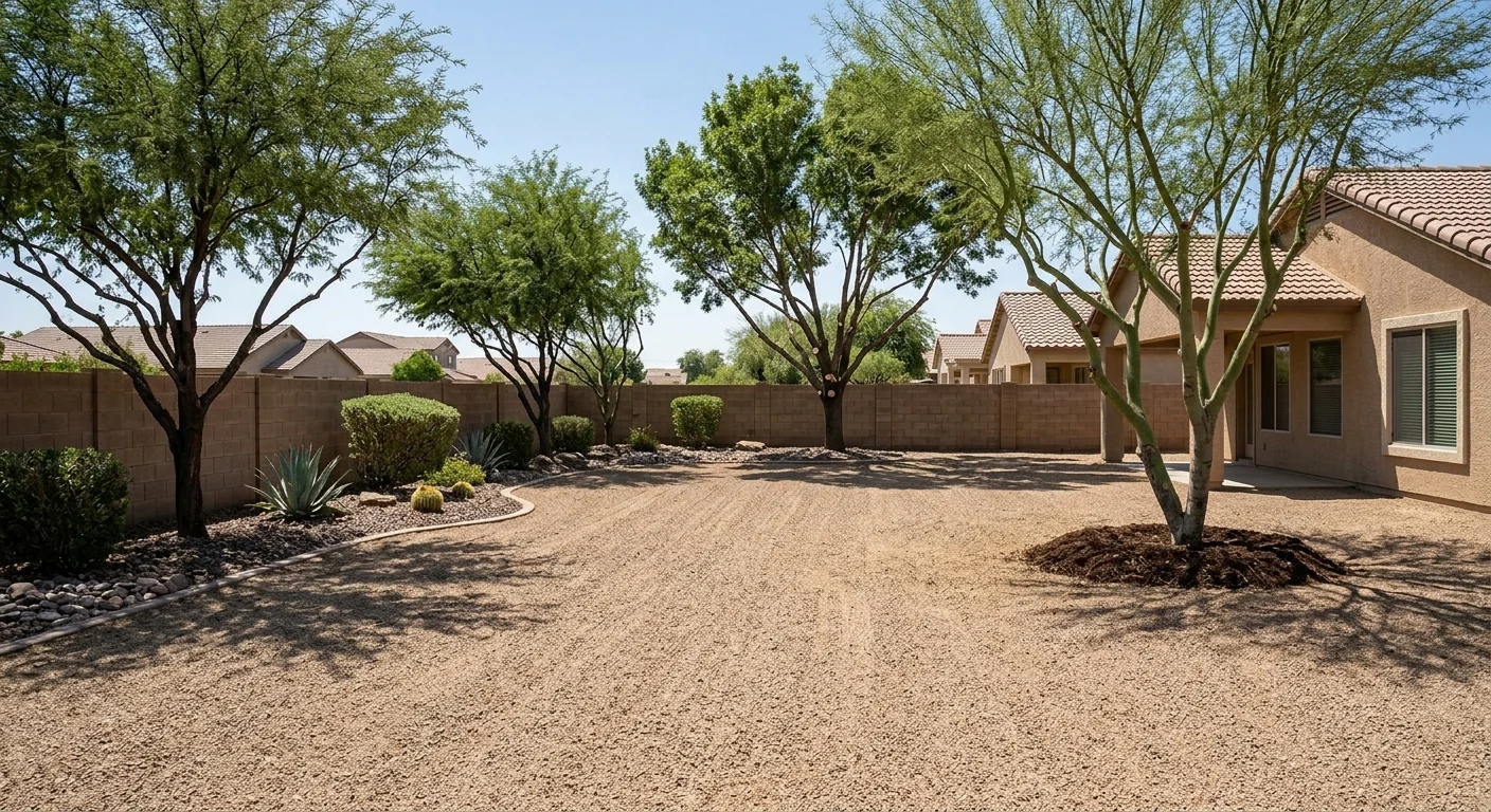Cleared residential lot after storm debris hauling in Tolleson neighborhood