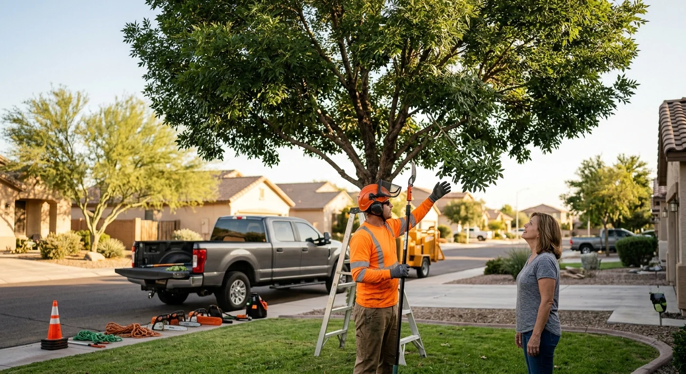 Finished result of a balanced tree crown after professional maintenance