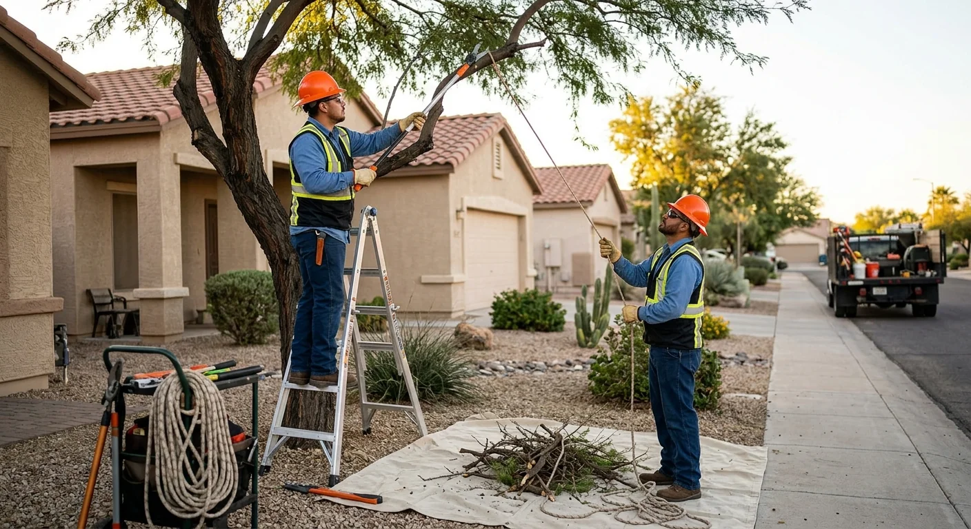 Tree service crew caring for shade trees in Tolleson