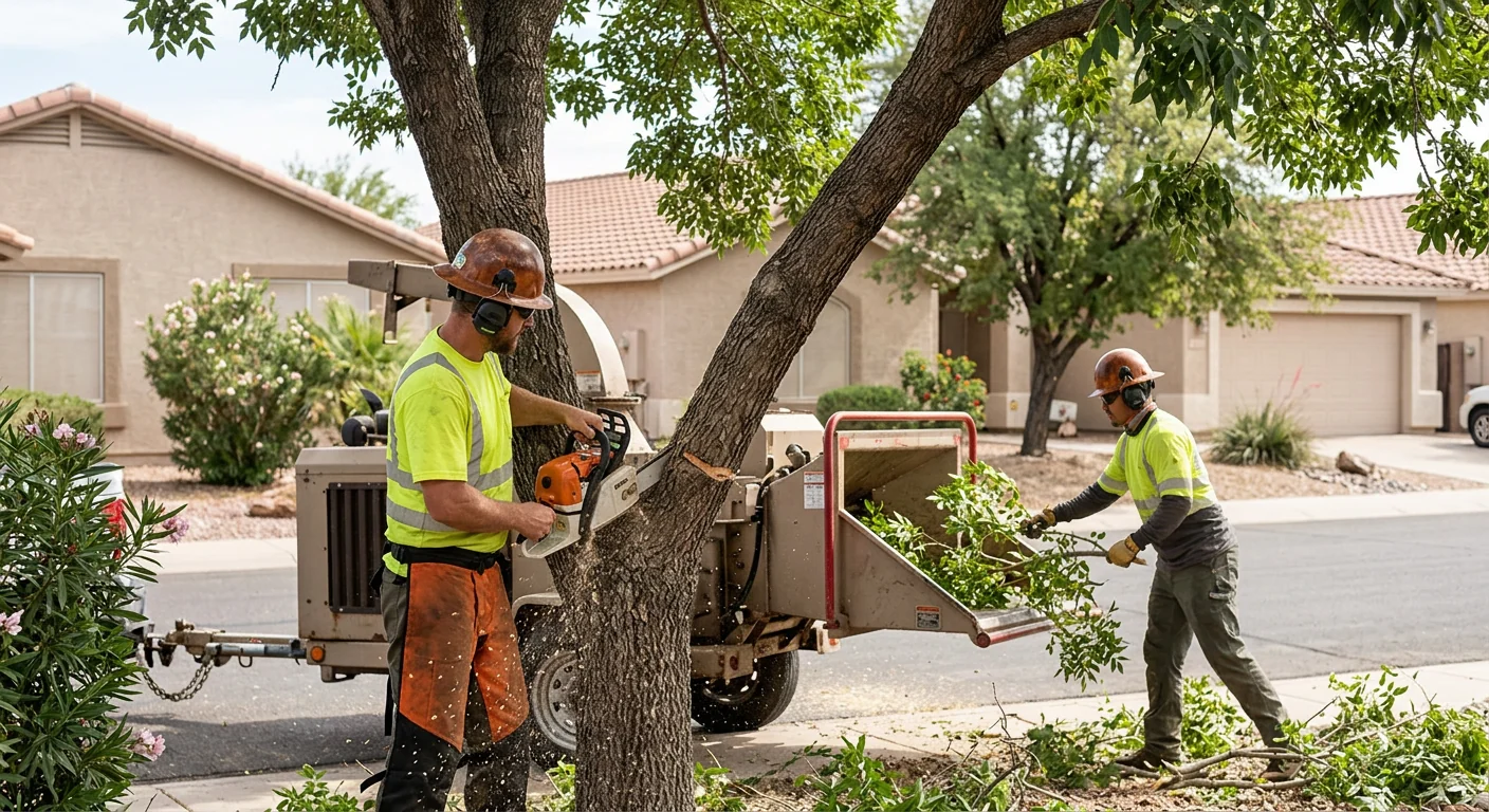 Tree service crew coordinating a scheduled property visit in Tolleson neighborhood