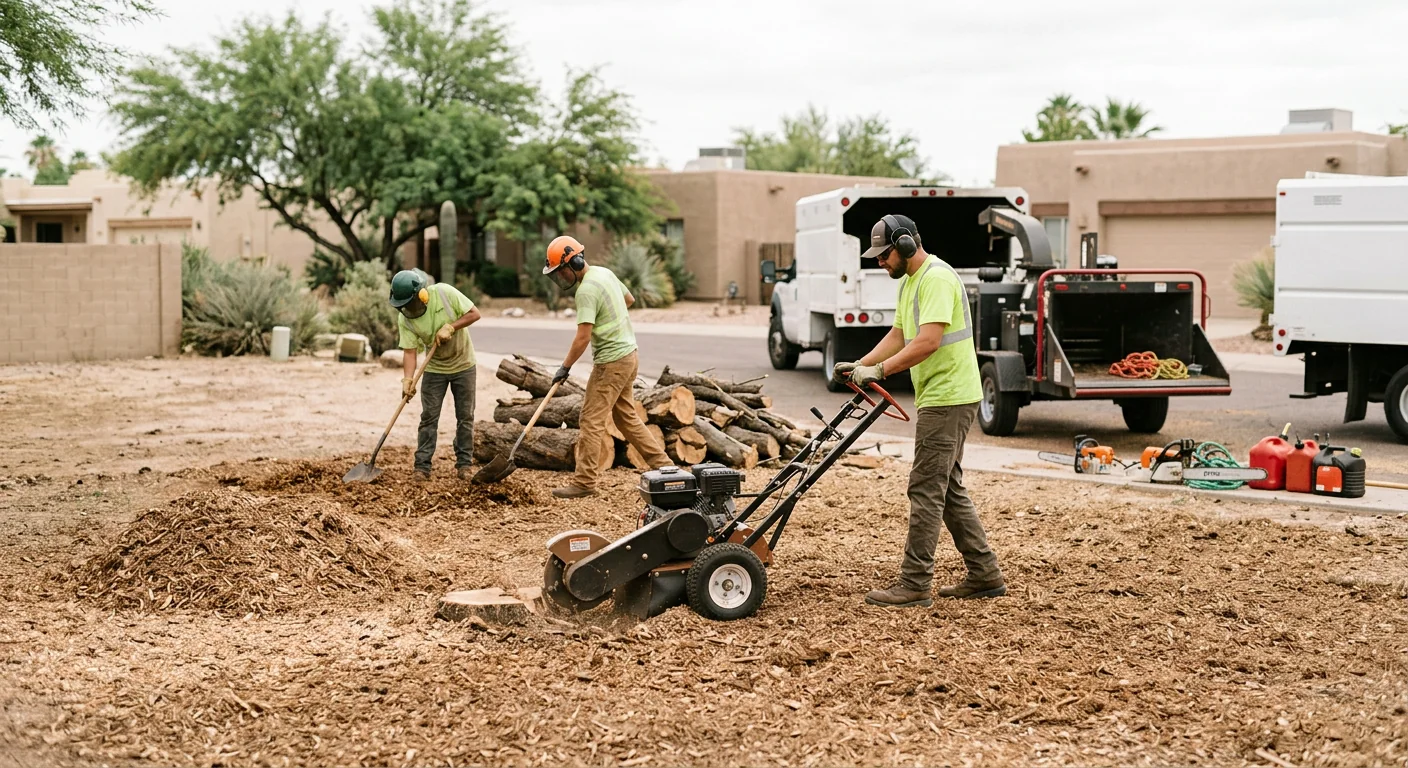 Cleared lot with even ground and mulched debris ready for landscaping
